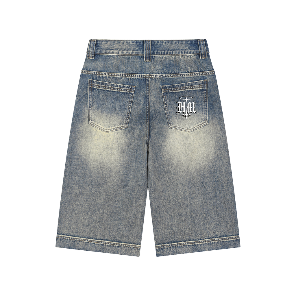 Holy Motion Vintage Wash Baggy Denim Shorts