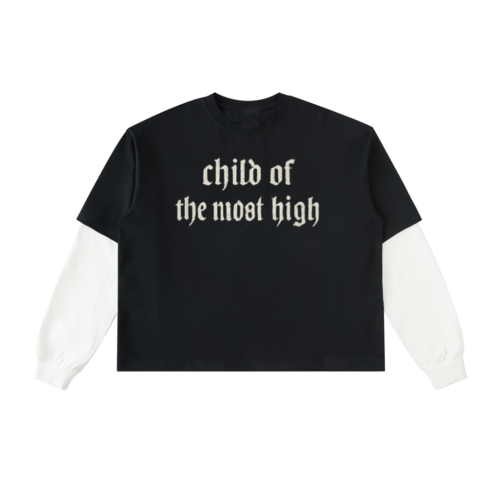 Layered Contrast Sleeve Cotton T-Shirt