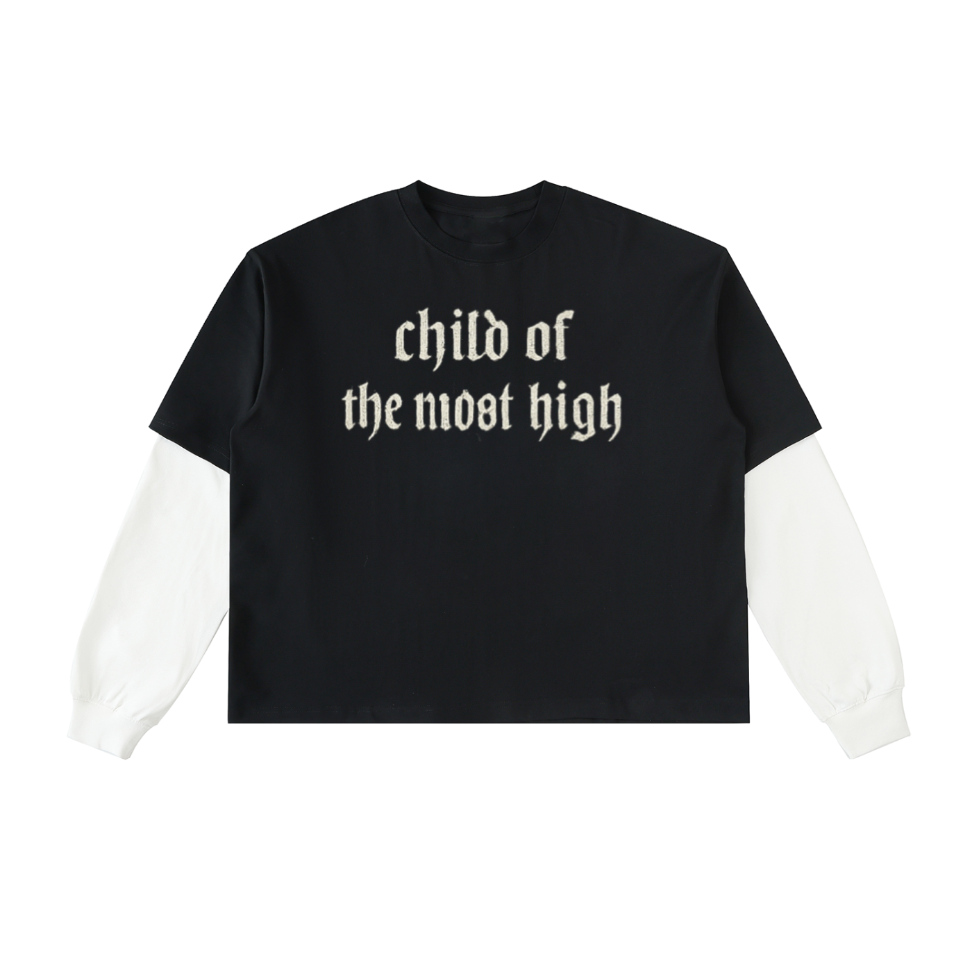 Layered Contrast Sleeve Cotton T-Shirt